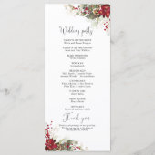 Kerstmis Rode Poinsettia bruiloft programma Programmakaart (Achterkant)