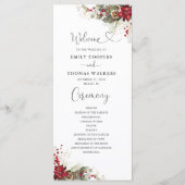 Kerstmis Rode Poinsettia bruiloft programma Programmakaart (Voorkant)