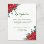 Kerstmis Rode Poinsettia Bruiloft Receptie Informatiekaartje (Voorkant)