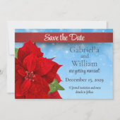 Kerstmis Rode Poinsettia Bruiloft Save The Date (Voorkant)