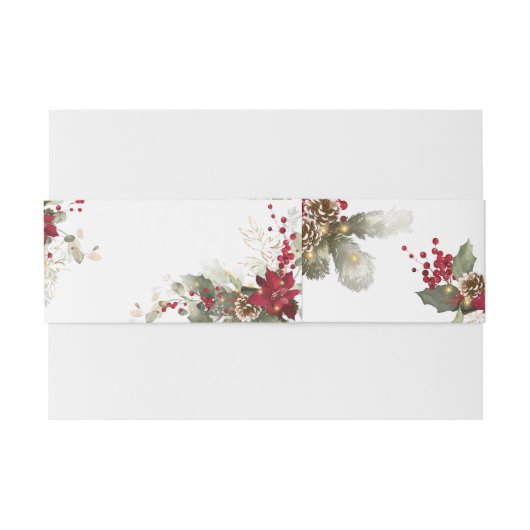 Kerstmis Rode Poinsettia Bruiloft Uitnodigingen Wikkel (Achterkant Voorbeeld)
