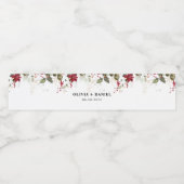 Kerstmis Rode Poinsettia Bruiloft Waterfles Etiket (Enkel label)