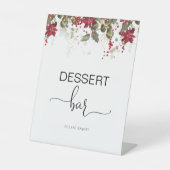 Kerstmis Rode Poinsettia Dessert Bar Teken Reclamebord Met Voetstuk (Voorkant)