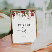 Kerstmis Rode Poinsettia Dessert Bar Teken Reclamebord Met Voetstuk