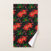Kerstmis Rode Poinsettia en Holly Leaves Bad Handdoek (Handdoek)