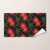 Kerstmis Rode Poinsettia en Holly Leaves Bad Handdoek (Handdoek)