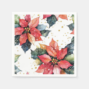 Kerstmis Rode Poinsettia Festive Glitter Vakantie Servet