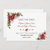 Kerstmis Rode Poinsettia Huwelijk Opslaan De Datum Save The Date (Voorkant / Achterkant)
