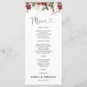 Kerstmis Rode Poinsettia Huwelijksceremonie Menu (Voorkant)
