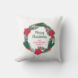 Kerstmis Rode Poinsettia Krans Kussen