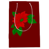 Kerstmis Rode Poinsettia Medium Cadeauzakje (Voorkant)