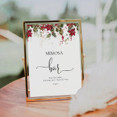 Kerstmis Rode Poinsettia Mimosa Bar Teken Reclamebord Met Voetstuk