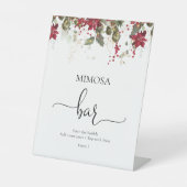 Kerstmis Rode Poinsettia Mimosa Bar Teken Reclamebord Met Voetstuk (Voorkant)