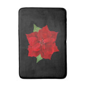 Kerstmis Rode Poinsettia op Zwarte Achtergrond Badmat (Voorkant Verticaal)