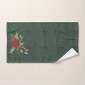 kerstmis rode poinsettia over groene bijkantoren B Bad Handdoek (Handdoek)
