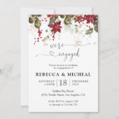 Kerstmis Rode Poinsettia Verlovingsfeest Kaart (Voorkant)