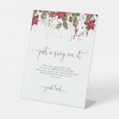 Kerstmis rode poinsettia zet een ring op het teken reclamebord met voetstuk (Voorkant)