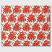 Kerstmis Rode Poinsettia's Inpakpapier (Vlak)