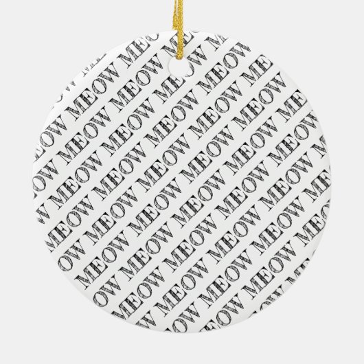 Kerstmis Rode Pootafdruk MEOW Kat NAAM Hulst Pret Keramisch Ornament (Achterkant)