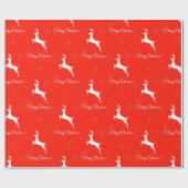 Kerstmis Rode Rendier en Prettig Kerstmis Patroon Cadeaupapier (Vlak)