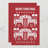 Kerstmis Rode Rendier Scandinavisch Noordse Bos Feestdagenkaart (Voorkant / Achterkant)