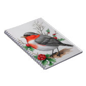 Kerstmis Rode Robin Bird Notitieboek (Rechterzijde)