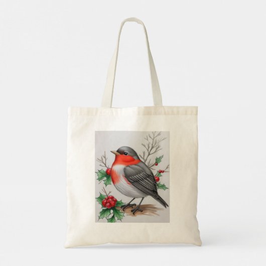 Kerstmis Rode Robin Bird Tote Bag (Achterkant)