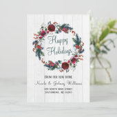 Kerstmis Rode Roos met Dennenbloemen Krans Bewegen Aankondiging (Staand voorkant)