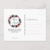 Kerstmis Rode Roos met Pine Bloemen Krans Bewegen Aankondigingskaart (Achterkant)