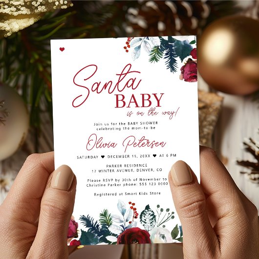 Kerstmis rode Santa Baby shower uitnodiging