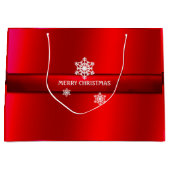 Kerstmis, Rode Satijn, Sneeuwvlokken, Custom Large Cadeautasje (Voorkant)