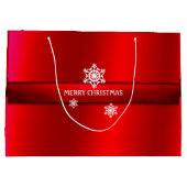 Kerstmis, Rode Satijn, Sneeuwvlokken, Custom Large Cadeautasje (Achterkant)