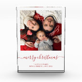 Kerstmis Rode Script Minimalistische Foto Blok (Voorkant)