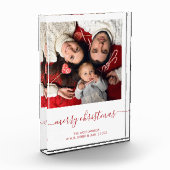 Kerstmis Rode Script Minimalistische Foto Blok (Links)