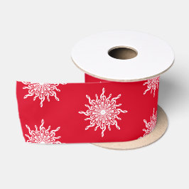 Kerstmis Rode sierlijke G-Clef sneeuwvlok patroon Satijnen Lint