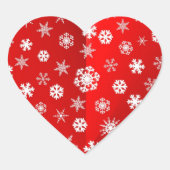 Kerstmis Rode Sneeuwvlok Hart Sticker (Voorkant)