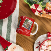 Kerstmis rode sneeuwvlokken fotocollage koffiemok