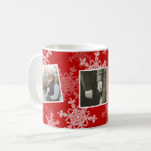 Kerstmis rode sneeuwvlokken fotocollage koffiemok (Voorkant links)