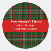Kerstmis, Rode Strepen, Aangepast, Kerststickers Ronde Sticker (Voorkant)