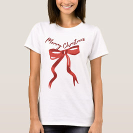 Kerstmis Rode Strik T-Shirt