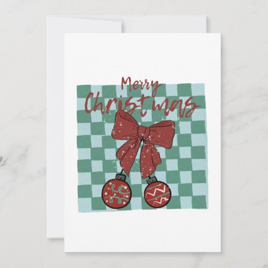 Kerstmis Rode Strik Versiering Ontwerp Kaart (Voorkant)