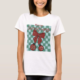 Kerstmis Rode Strik Versiering Ontwerp T-shirt