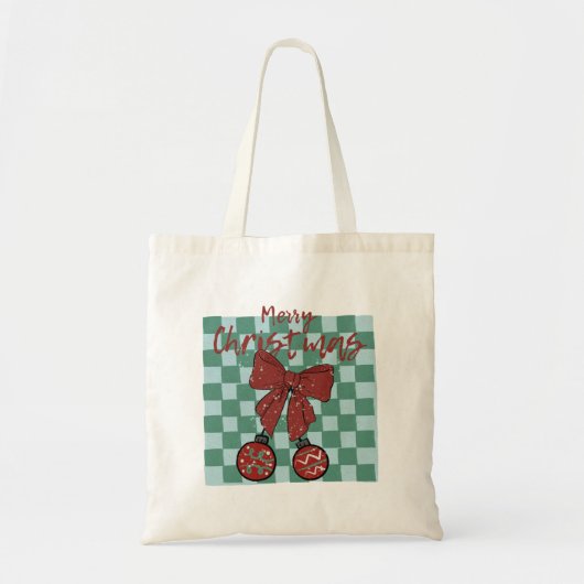 Kerstmis Rode Strik Versiering Ontwerp Tote Bag (Voorkant)