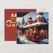 Kerstmis Rode Trein Vrolijke Kerstmis Kaart (Voorkant / Achterkant)