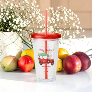 Kerstmis Rode Truck Acryl Tumbler Drinkbeker