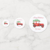 Kerstmis Rode Truck Auto Vakantie Confetti (Voorkanten)