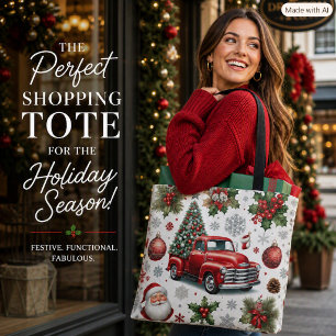 Kerstmis Rode Truck en Sinterklaas Patroon Tote Bag