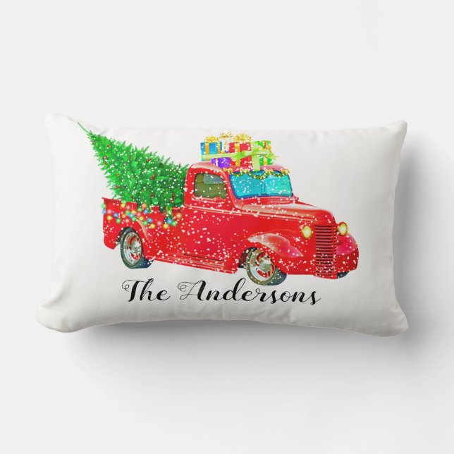 Kerstmis Rode Truck  Kussen (Voorkant)