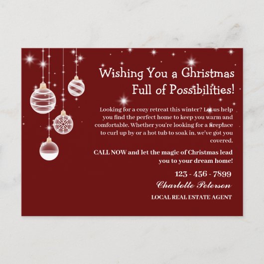 Kerstmis Rode Vastgoed Marketing Farming Feestdagenkaart (Voorkant)