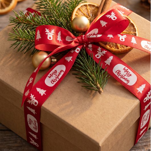 Kerstmis Rode Versierde Satijnen Lint